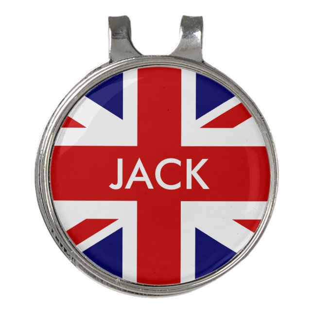 British Union Jack flag golf ball marker hat clip (Front)