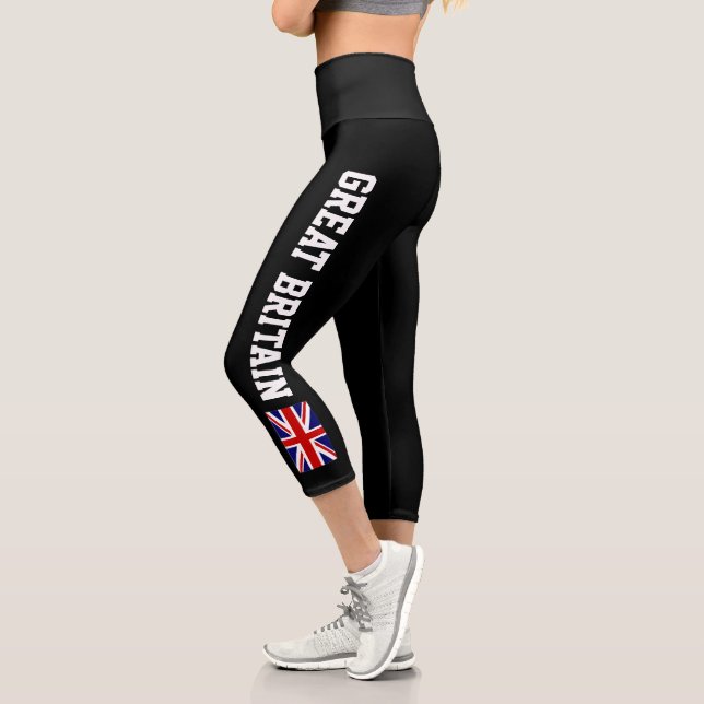 British Union Jack flag high waist capri leggings (Left)