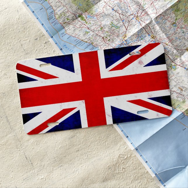 British Union Jack Flag License Plate (In Situ)