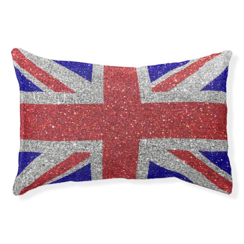 British Union Jack Flag of England Glitter Cat Dog Pet Bed