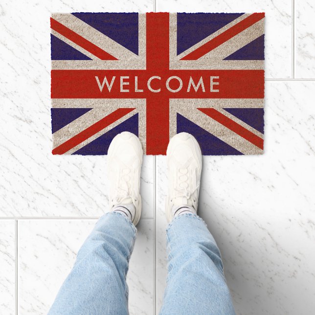 British Union Jack flag of United Kingdom custom Fiber Doormat (Insitu)