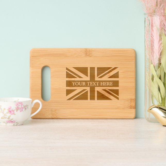 British Union Jack flag personalized Engraved Cutting Board (Upright)