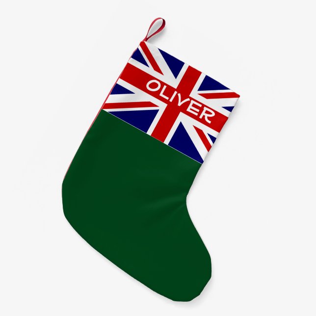 British Union Jack flag personalized Holiday Small Christmas Stocking (Front (Hanging))