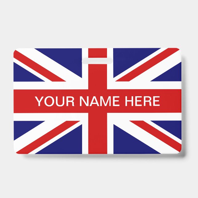 British Union Jack flag personalized name Badge (Front)
