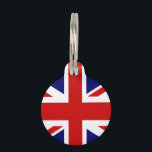 British Union Jack flag pet tag for dog or cat<br><div class="desc">Personalized British Union Jack flag pet tag for dog or cat. Customizable label with pet name and phone number. Simple way to retrieve your animal pet. English pride design with UK flag of United Kingdom,  GB GReat Britain,  England.</div>
