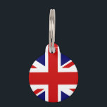 British Union Jack flag pet tag for dog or cat<br><div class="desc">Personalized British Union Jack flag pet tag for dog or cat. Customizable label with pet name and phone number. Simple way to retrieve your animal pet. English pride design with UK flag of United Kingdom,  GB GReat Britain,  England.</div>