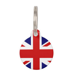 British Union Jack flag pet tag for dog or cat