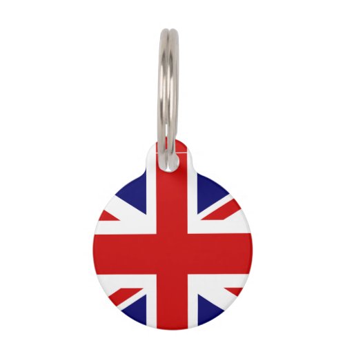 British Union Jack flag pet tag for dog or cat