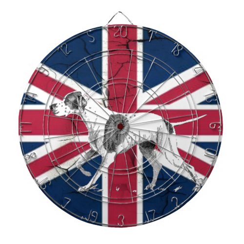 British union jack flag Retro English pointer dog Dart Board