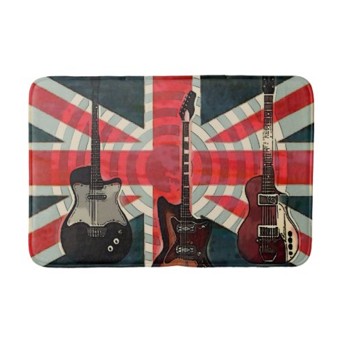 British Union Jack Flag Rock Roll Electric Guitar Bath Mat