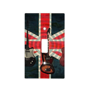 British Union Jack Flag Rock Roll Electric Guitar Light Switch Cover