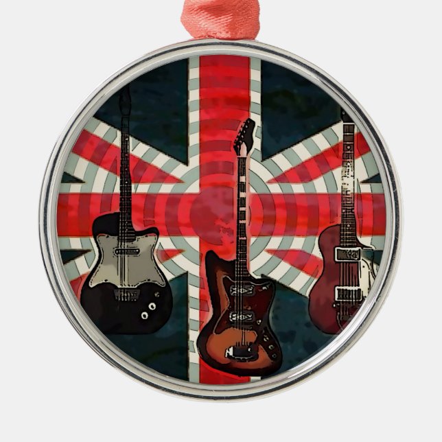 British Union Jack Flag Rock Roll Electric Guitar Metal Ornament (Front)