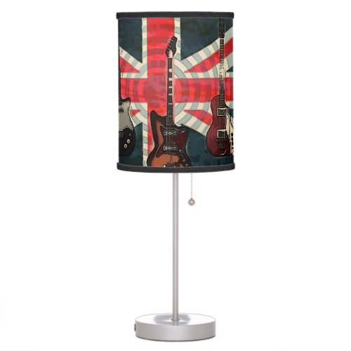 British Union Jack Flag Rock Roll Electric Guitar Table Lamp