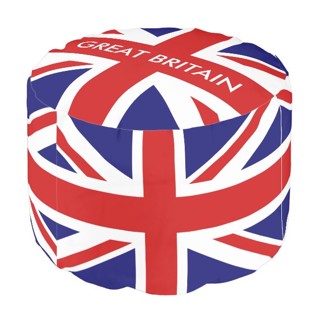 British Union Jack flag round pouf design (Angled Back)