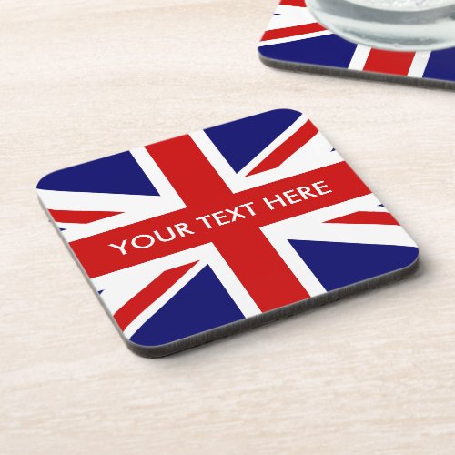 British Union Jack flag square cork coaster set