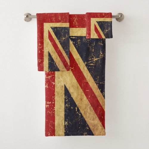 British Union Jack Flag Vintage Bath Towel Set