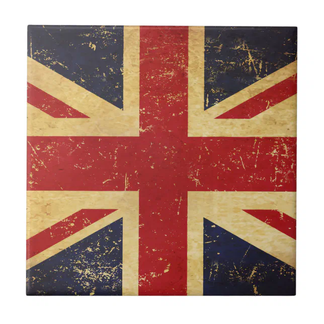 British Union Jack Flag Vintage Ceramic Tile | Zazzle