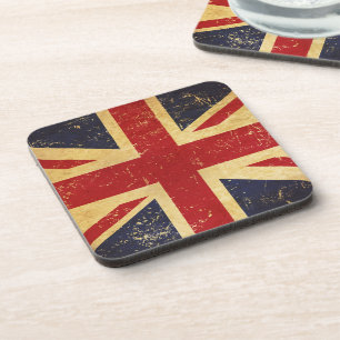 British Union Jack Flag Vintage Grunge Coaster