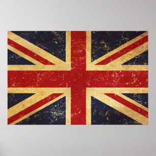 British Union Jack Flag Vintage Poster