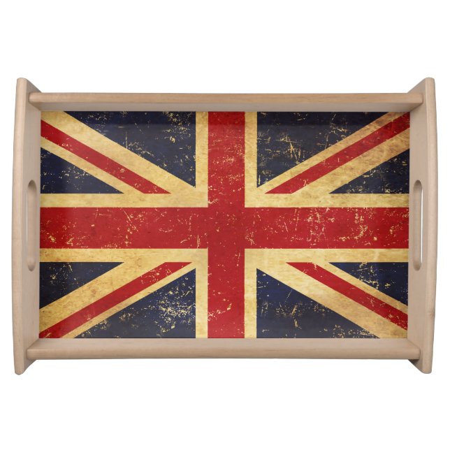 British Union Jack Flag Vintage Serving Tray (Front)