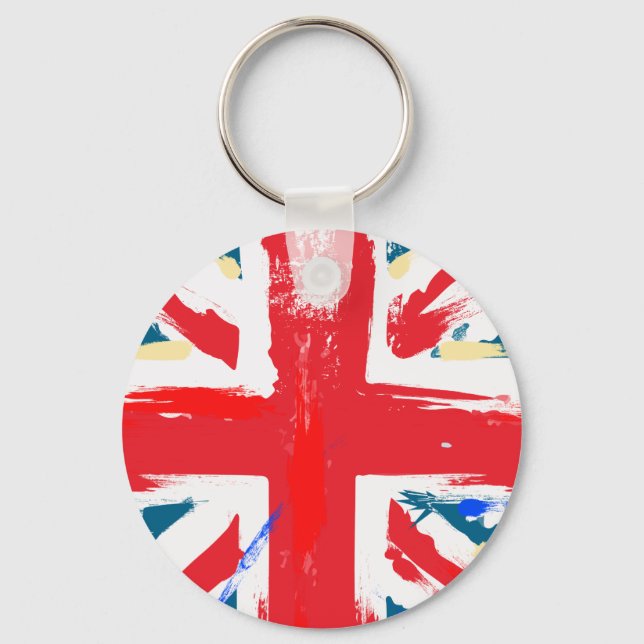 British Union Jack Flag Vintage Worn Keychain (Front)