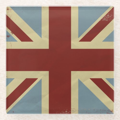 British Union Jack Grunge Flag Glass Coaster