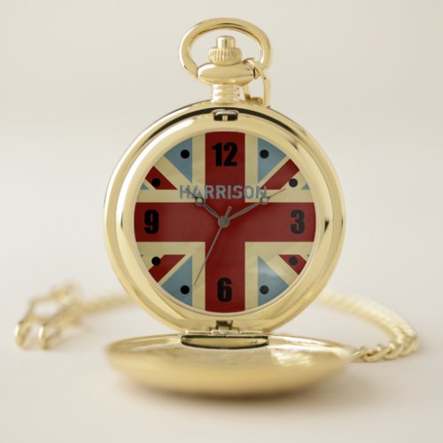 British Union Jack Grunge Flag Pocket Watch