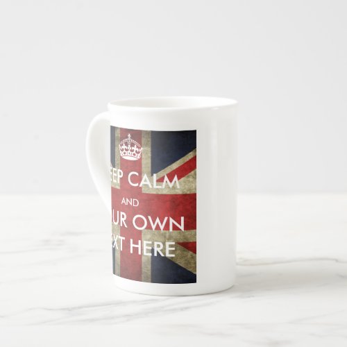 British Union Jack Keep Calm and Your Text Bone China Mug