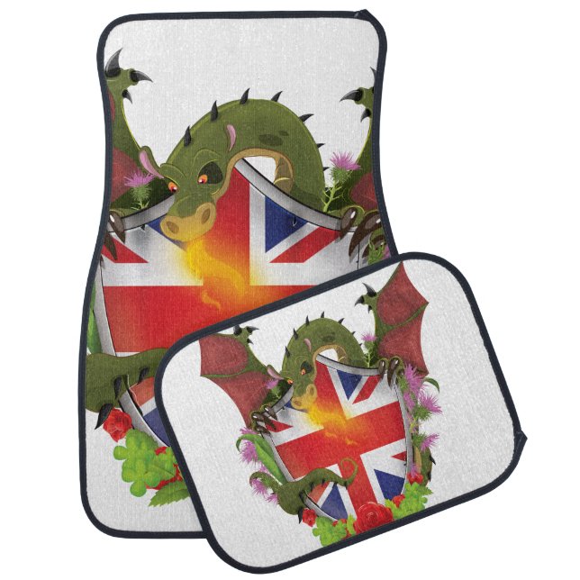 British Union Jack Shield and Dragon Car Mat (Set)