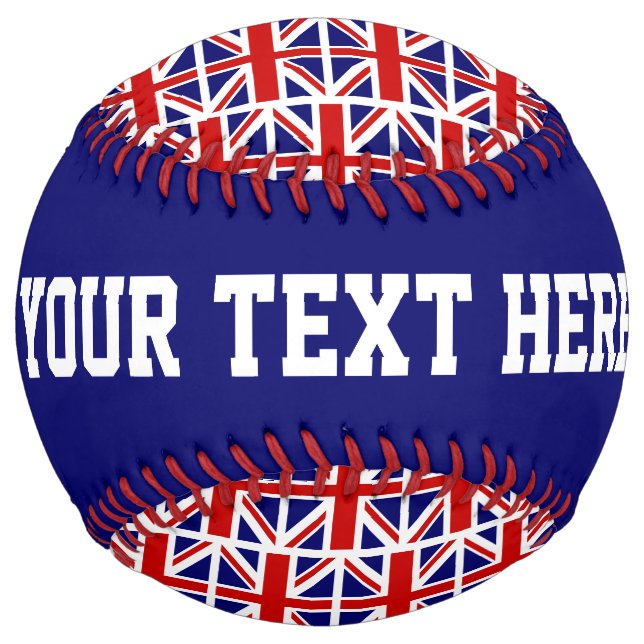British Union Jack softball gift with custom text (Front)