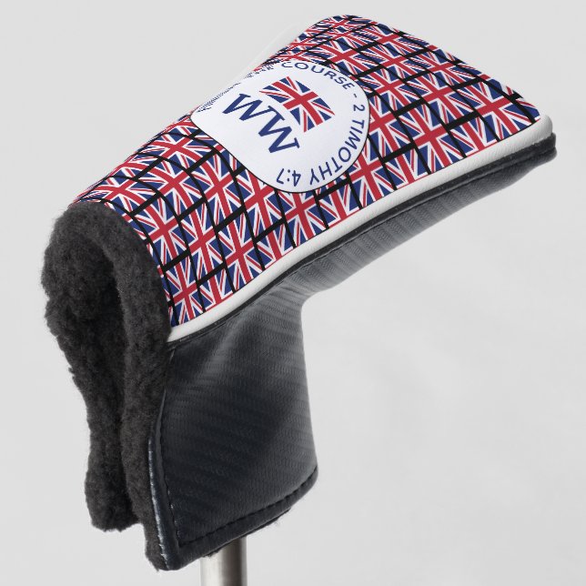 British Union Jack UK MONOGRAM Putter Golf Head Cover (3/4 Front)