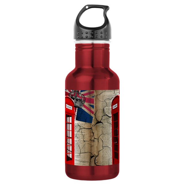 british vintage telephone booth london fashion water bottle (Front)