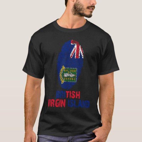 British Virgin Island Finger Print Flag  I Love Tr T_Shirt