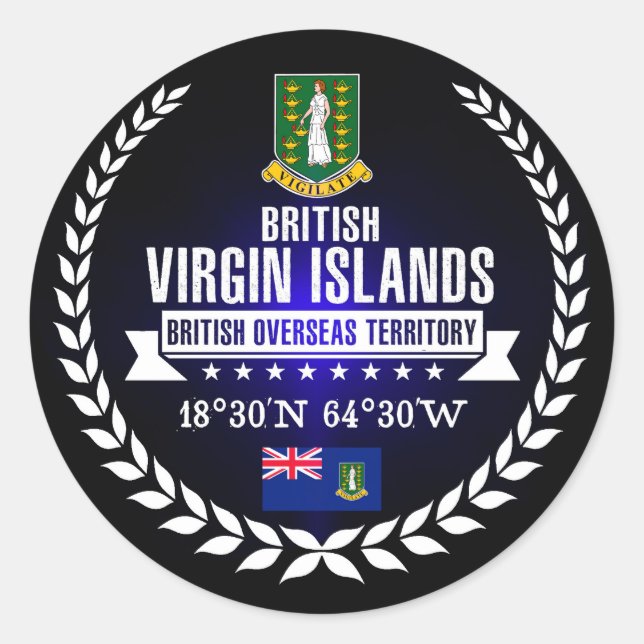 British Virgin Islands Classic Round Sticker (Front)