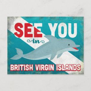 British Virgin Islands Dolphin - Vintage BVI Postcard