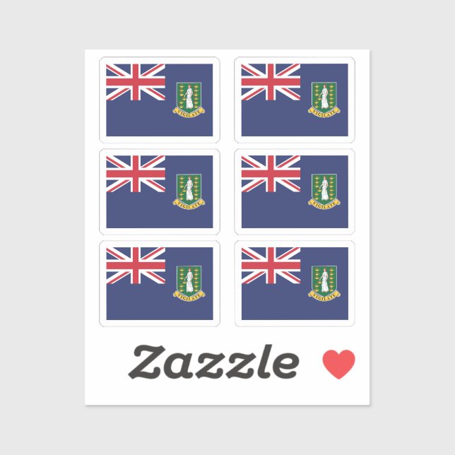 British Virgin Islands Flag Collection pack of 6 Sticker (Sheet)