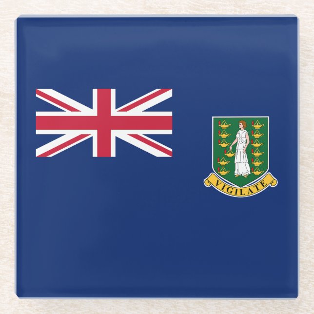 British Virgin Islands Flag Glass Coaster (Front)
