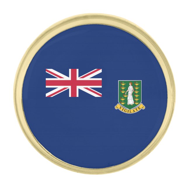 British Virgin Islands Flag Gold Finish Lapel Pin (Front)