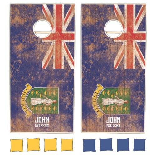 British Virgin Islands Flag Personalized Name Cornhole Set