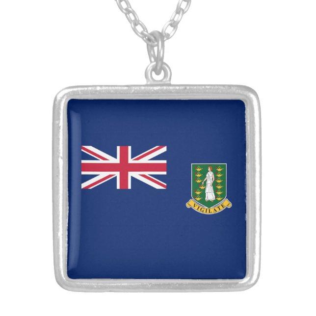 British Virgin Islands Flag Silver Plated Necklace (Front)