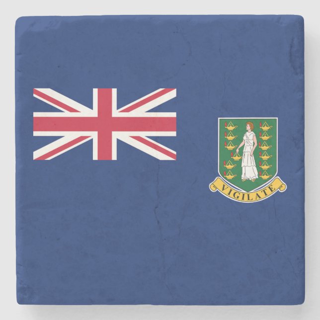 British Virgin Islands Flag Stone Coaster (Front)