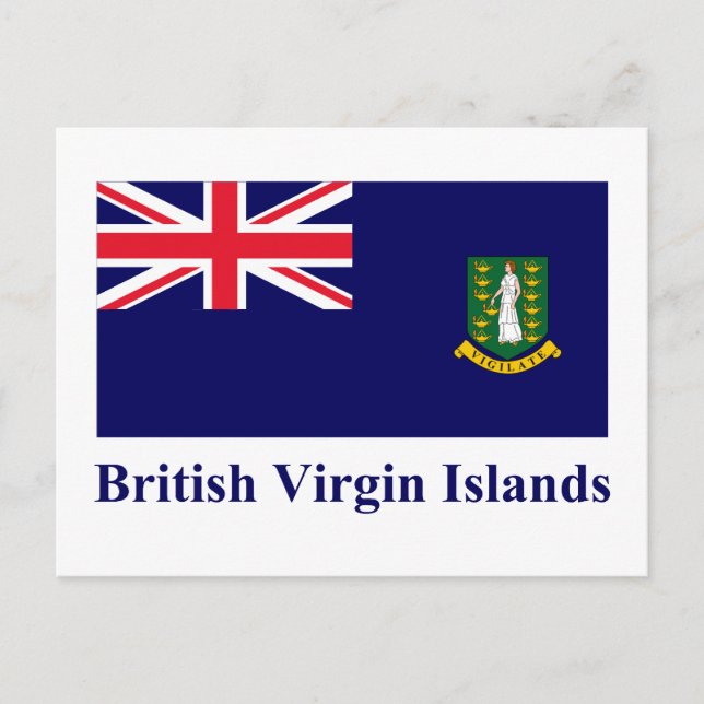 British Virgin Islands Flag with Name Postcard (Front)