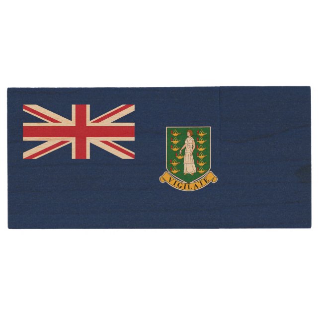 British Virgin Islands Flag Wood Flash Drive (Front)