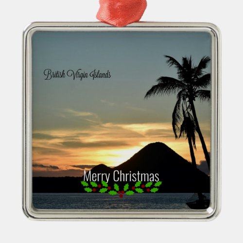 British Virgin Islands Sunset Christmas holidays Metal Ornament