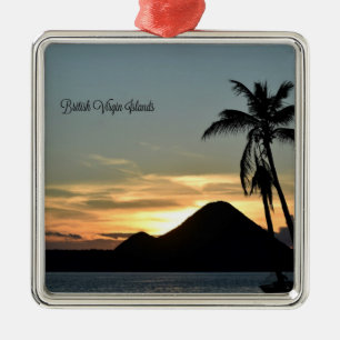 British Virgin Islands, sunset, Metal Ornament