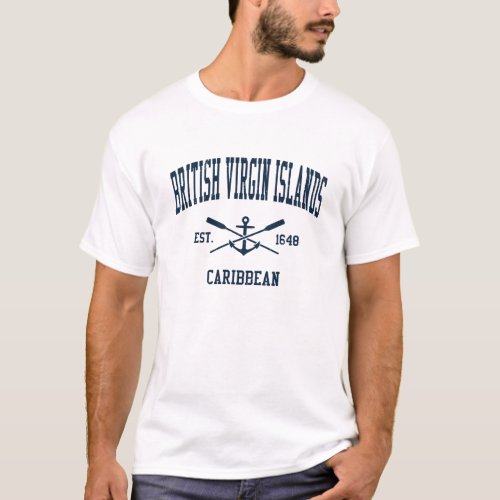 British Virgin Islands Vintage Navy Crossed Oars  T_Shirt