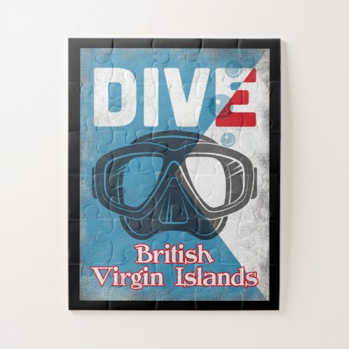 British Virgin Islands Vintage Scuba Diving Mask Jigsaw Puzzle