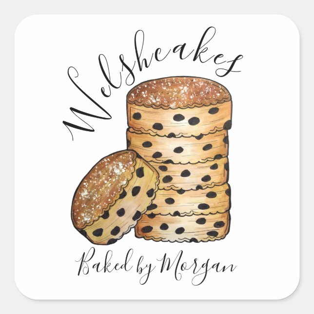 British Welsh Cakes Welshcakes Homemade Baked By Square Sticker (Front)