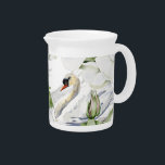 British White Floral & Swan Watercolor Art Beverage Pitcher<br><div class="desc">British White Floral & Swan Watercolor Art</div>