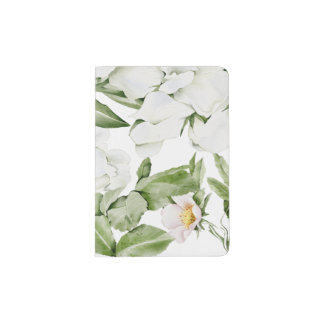 BRITISH WHITE FLORAL WATERCOLOR ART PASSPORT HOLDE HOLDER